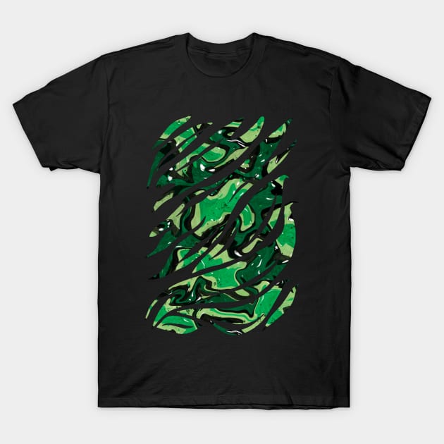 Claws shapes with military camo pattern T-Shirt by NadiaChevrel